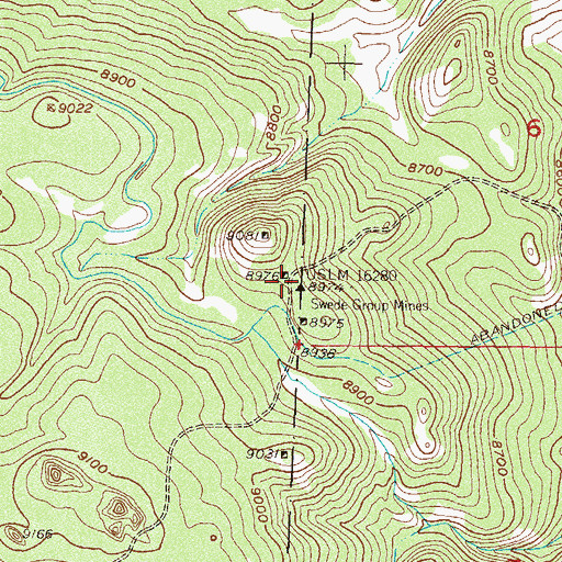 Topographic Map of Swede Group Mines, CO