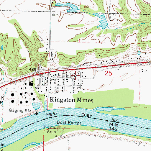Topographic Map of Kingston Mines, IL