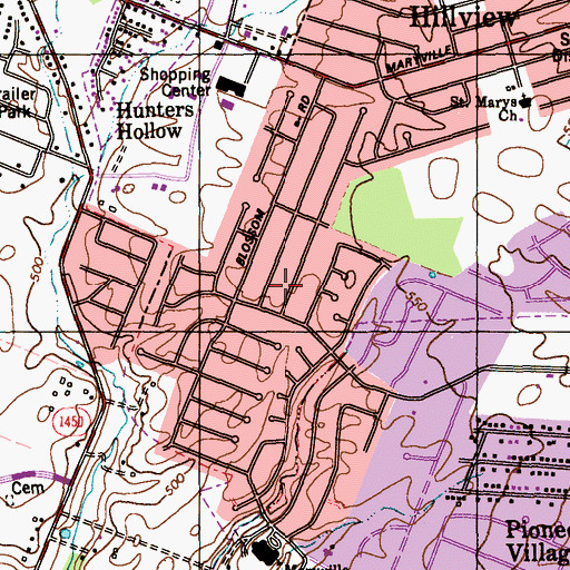 Topographic Map of Hillview, KY