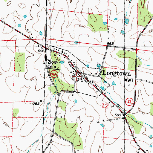 Topographic Map of Longtown, MO