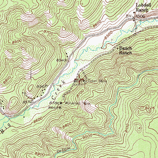 Topographic Map of Zirkel Mine, CO