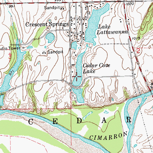 Topographic Map of Cimarron City, OK