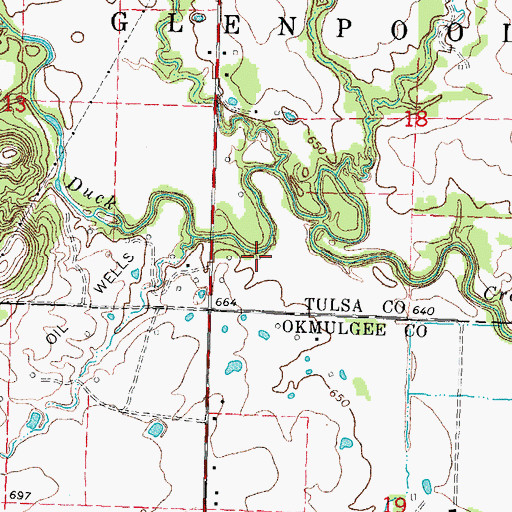 Topographic Map of Liberty, OK