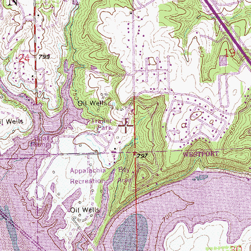 Topographic Map of Shady Grove, OK