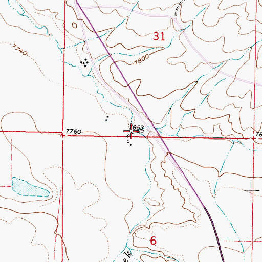Topographic Map of Sixmile Creek, WY