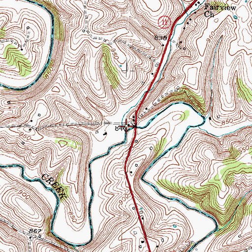 Topographic Map of Town Branch, KY