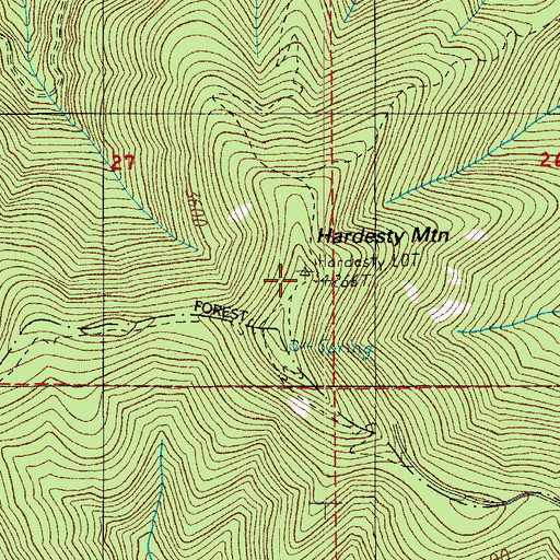 Topographic Map of Hardesty Lookout Tower, OR