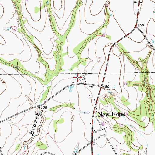 Topographic Map of New Hope Cemetery, TX