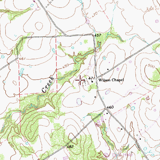 Topographic Map of Wilsons Chapel Cemetery, TX