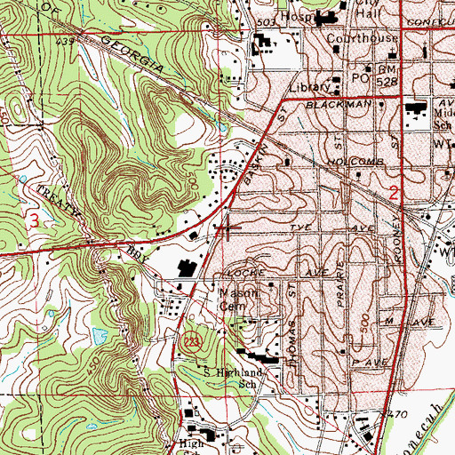 Topographic Map of Saint Lukes Baptist Church, AL