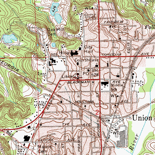 Topographic Map of Trinity Episcopal Church, AL