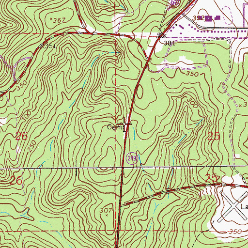 Topographic Map of Beulah Cemetery, AL