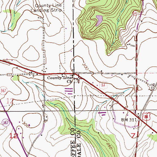 Topographic Map of County Line Cemetery, AL