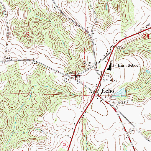 Topographic Map of Echo United Methodist Church, AL