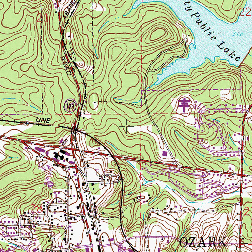 Topographic Map of Marvin E Parker Bridge, AL