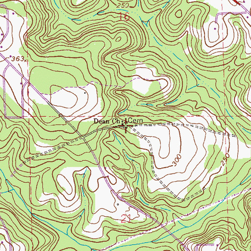 Topographic Map of Old Dean Church Cemetery, AL