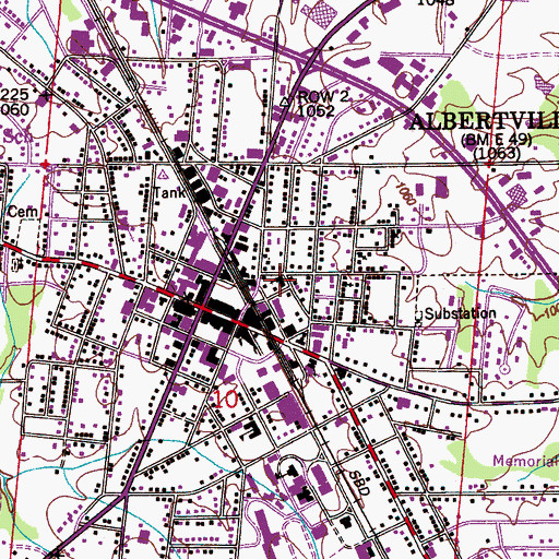 Topographic Map of First Methodist Church, AL