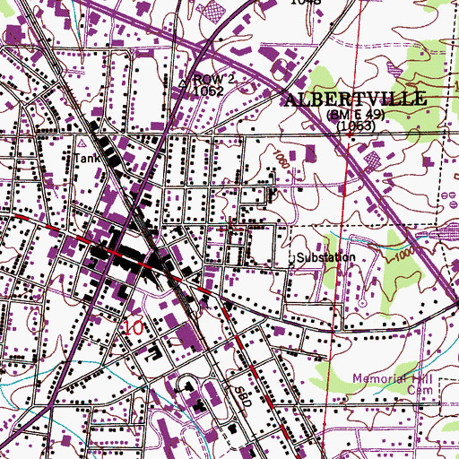 Topographic Map of Pilgrims Rest Primitive Baptist Church, AL
