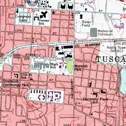 Topographic Map of Falcon Field, AL