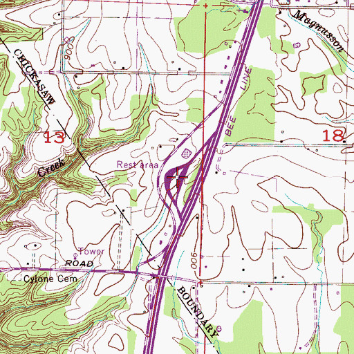 Topographic Map of Ardmore Welcome Center, AL