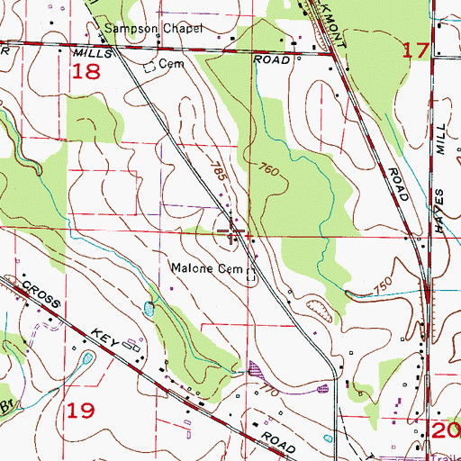 Topographic Map of New Oakland Church, AL