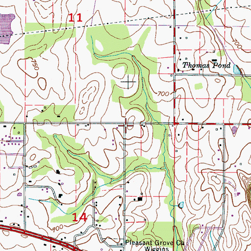 Topographic Map of Pepper Road Church, AL