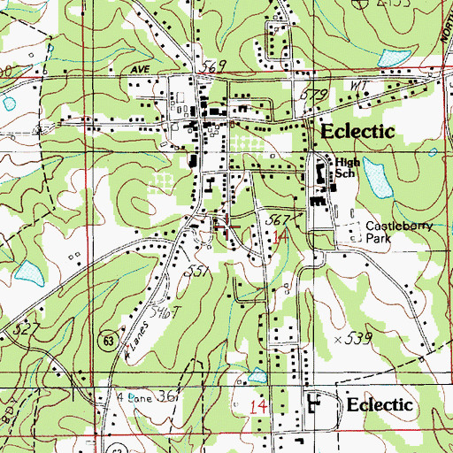 Topographic Map of Cedar Grove United Methodist Church, AL