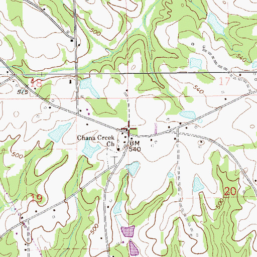 Topographic Map of Chana Creek, AL
