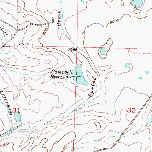 Topographic Map of Campbell Reservoir, CO
