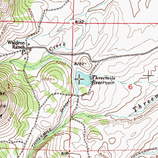 Topographic Map of Threemile Reservoir, CO