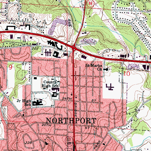 Topographic Map of Revelation Rock Church, AL
