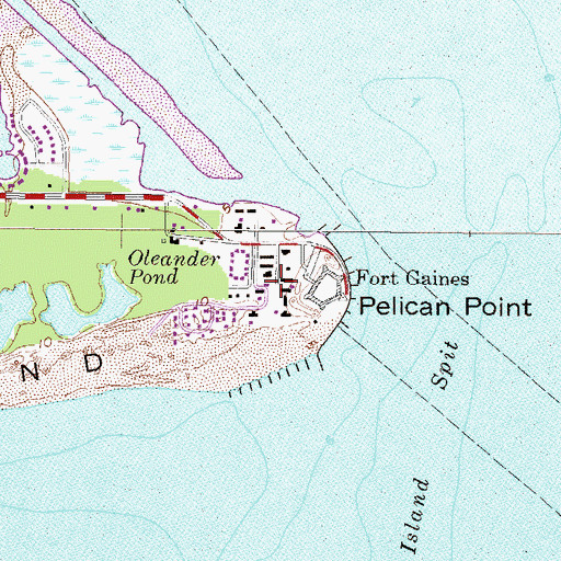 Topographic Map of Dauphin Island Annex Brookley Air Force Base (historical), AL