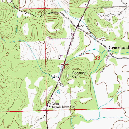 Topographic Map of Freedom Church, AL