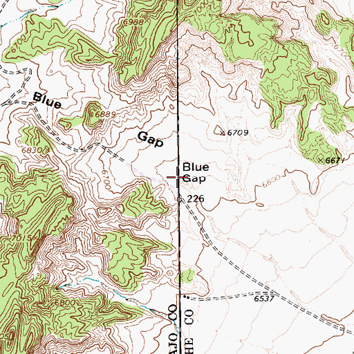 Topographic Map of Blue Gap, AZ