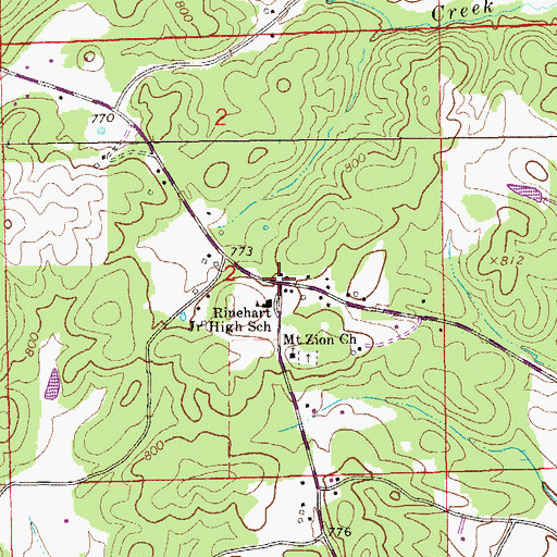Topographic Map of Rhinehart, AL