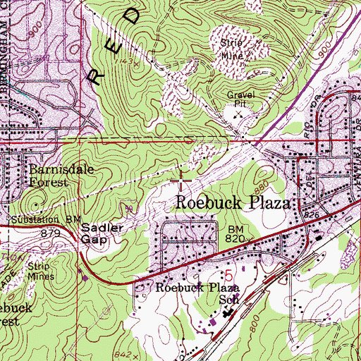 Topographic Map of Alfretta Number 2 Mine, AL