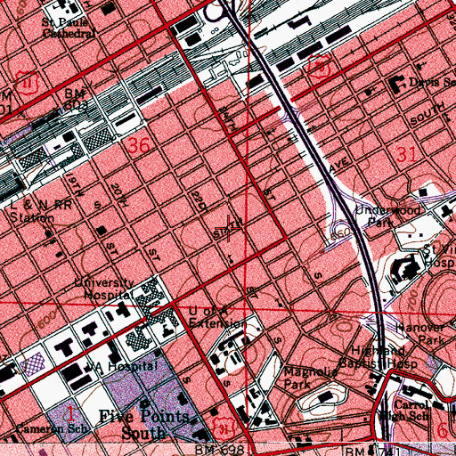 Topographic Map of Antioch Baptist Church (historical), AL