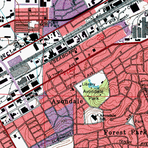Topographic Map of Avondale Baptist Church (historical), AL