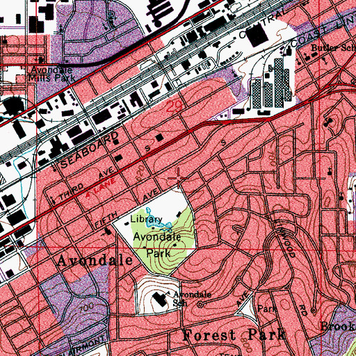 Topographic Map of Avondale Methodist Episcopal Church South (historical), AL