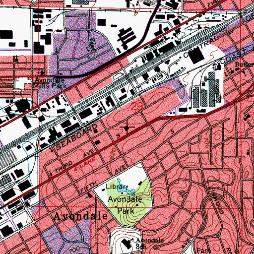 Topographic Map of Avondale School (historical), AL