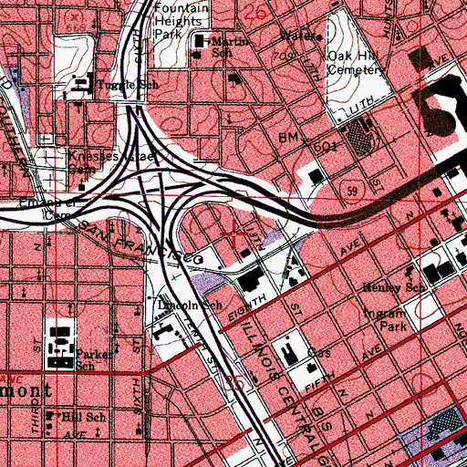 Topographic Map of Fountain Heights Baptist Church (historical), AL