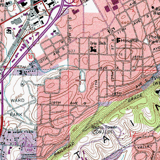 Topographic Map of Glen Iris, AL