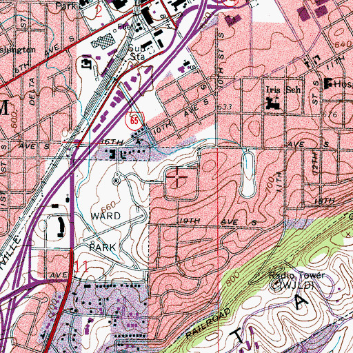 Topographic Map of Highland Park, AL