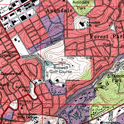 Topographic Map of Lakeview Park (historical), AL