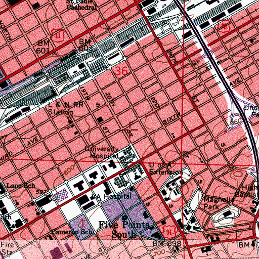 Topographic Map of Paul Hayne School (historical), AL