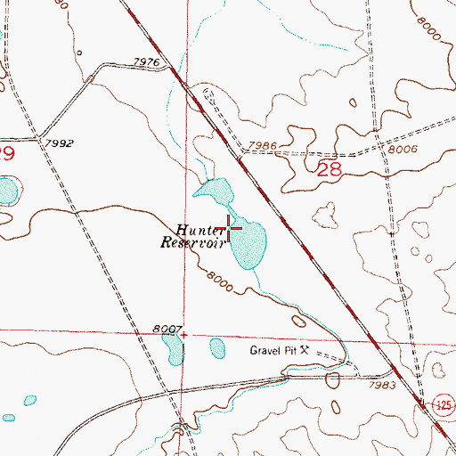 Topographic Map of Hunter Reservoir, CO
