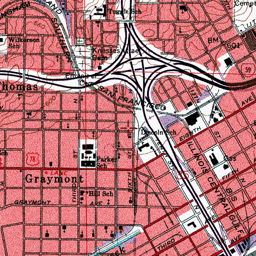 Topographic Map of Saint Pauls Methodist Episcopal Church South (historical), AL