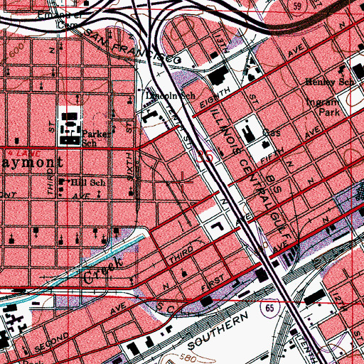 Topographic Map of Smiths Park (historical), AL