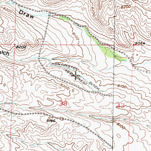 Topographic Map of Huntington Ditch, CO