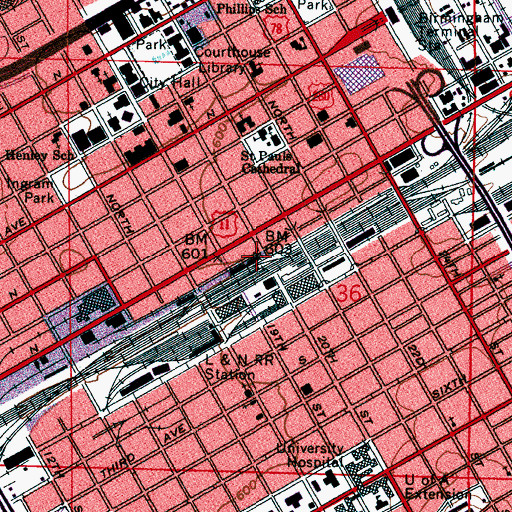 Topographic Map of Union Station, AL